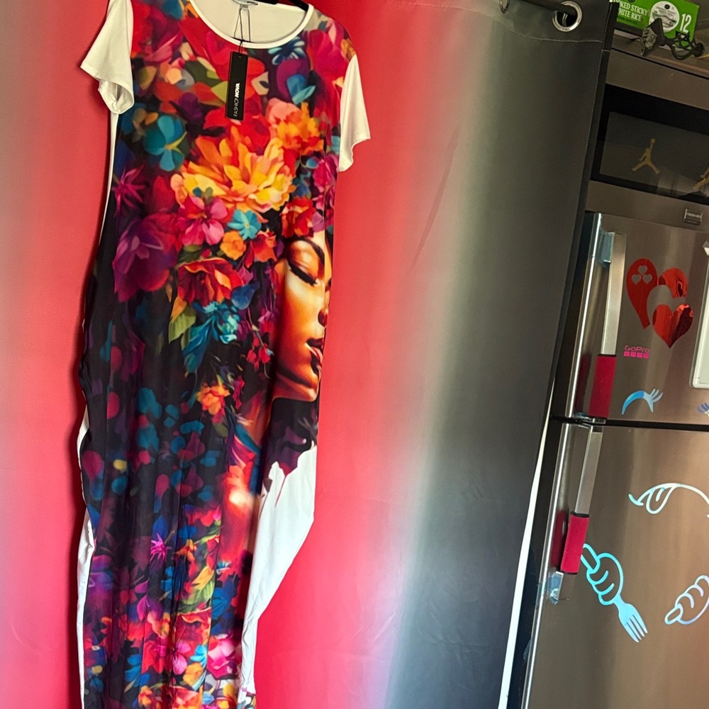 Floral Maxi Dress with Artistic Print